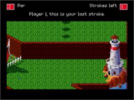 In game image of Will Harvey's Zany Golf on the Sega Nomad.