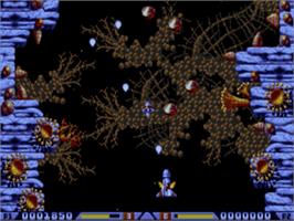 In game image of Xenon 2: Megablast on the Sega Nomad.