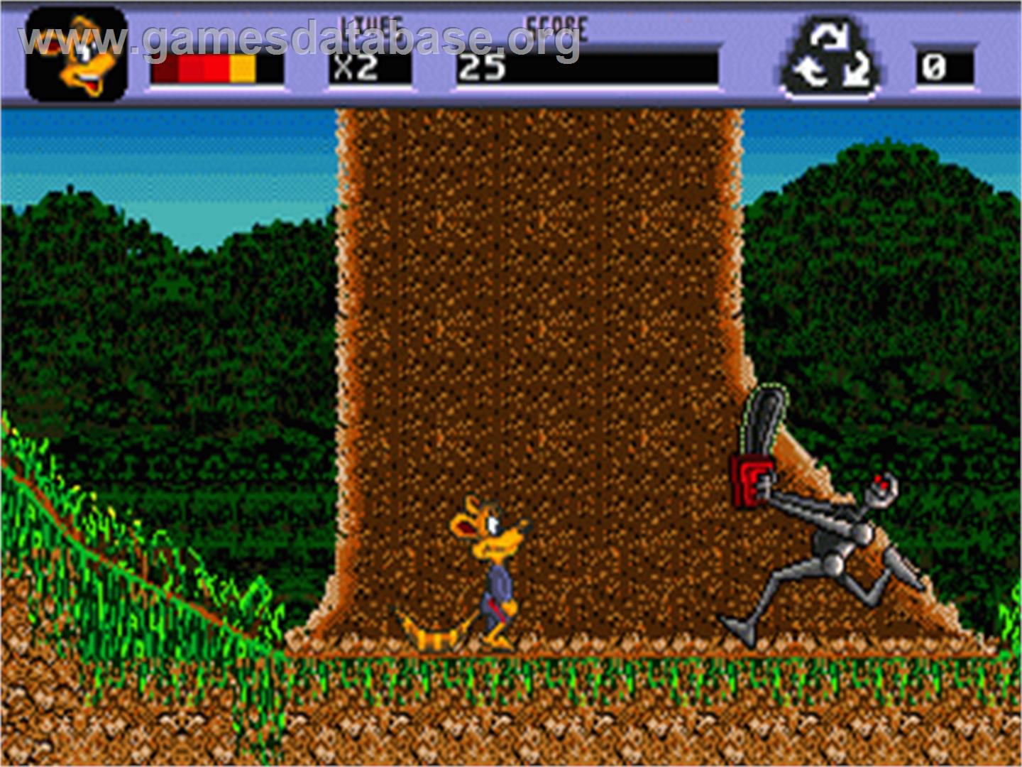 Awesome Possum Kicks Dr. Machino's Butt - Sega Nomad - Artwork - In Game