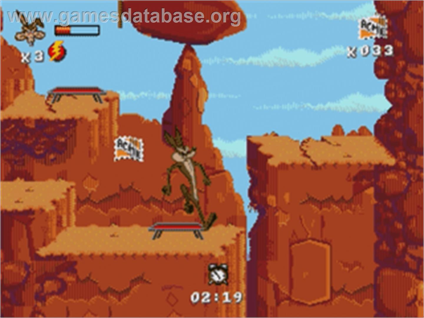 Desert Demolition Starring Road Runner and  Wile E. Coyote - Sega Nomad - Artwork - In Game