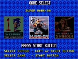 Title screen of 6-PAK on the Sega Nomad.