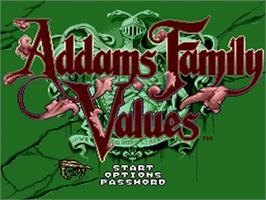 Title screen of Addams Family Values on the Sega Nomad.