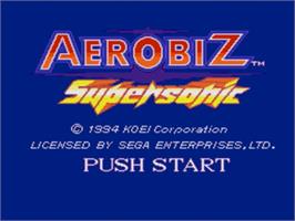 Title screen of Aerobiz Supersonic on the Sega Nomad.