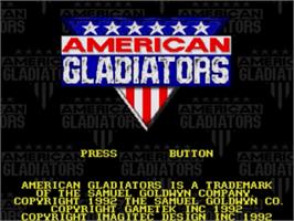 Title screen of American Gladiators on the Sega Nomad.