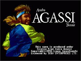 Title screen of Andre Agassi Tennis on the Sega Nomad.