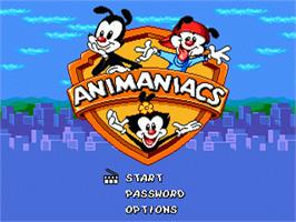 Title screen of Animaniacs on the Sega Nomad.