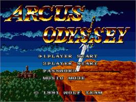 Title screen of Arcus Odyssey on the Sega Nomad.