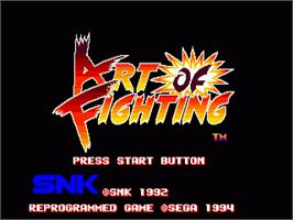 Title screen of Art of Fighting / Ryuuko no Ken on the Sega Nomad.