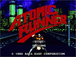 Title screen of Atomic Runner on the Sega Nomad.
