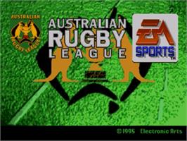Title screen of Australian Rugby League on the Sega Nomad.
