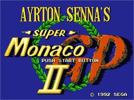 Title screen of Ayrton Senna's Super Monaco GP 2 on the Sega Nomad.