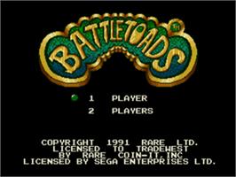 Title screen of Battletoads on the Sega Nomad.