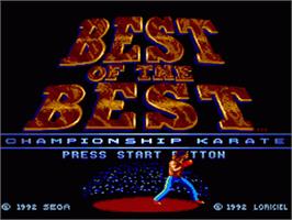 Title screen of Best of the Best Championship Karate on the Sega Nomad.