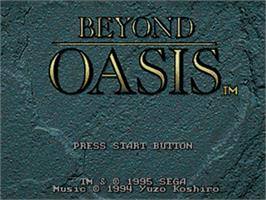 Title screen of Beyond Oasis on the Sega Nomad.