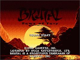 Title screen of Brutal: Paws of Fury on the Sega Nomad.