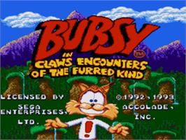 Title screen of Bubsy in: Claws Encounters of the Furred Kind on the Sega Nomad.