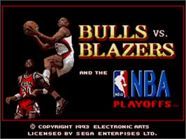Title screen of Bulls vs. Blazers and the NBA Playoffs on the Sega Nomad.