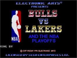 Title screen of Bulls vs. Lakers and the NBA Playoffs on the Sega Nomad.