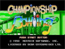 Title screen of Championship Bowling on the Sega Nomad.