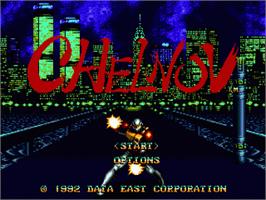 Title screen of Chelnov on the Sega Nomad.