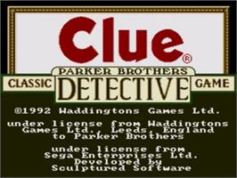 Title screen of Clue on the Sega Nomad.