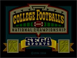 Title screen of College Football's National Championship on the Sega Nomad.
