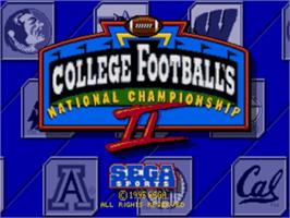 Title screen of College Football's National Championship II on the Sega Nomad.