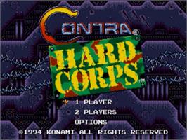 Title screen of Contra Hard Corps on the Sega Nomad.