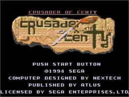 Title screen of Crusader of Centy on the Sega Nomad.