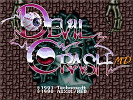 Title screen of Devil's Crush on the Sega Nomad.