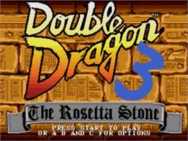 Title screen of Double Dragon 3 - The Rosetta Stone on the Sega Nomad.