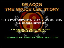 Title screen of Dragon: The Bruce Lee Story on the Sega Nomad.