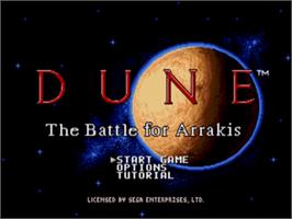 Title screen of Dune - The Battle for Arrakis on the Sega Nomad.