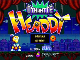 Title screen of Dynamite Headdy on the Sega Nomad.