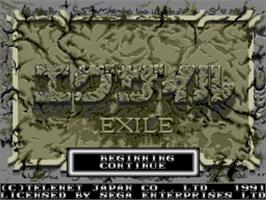 Title screen of Exile on the Sega Nomad.