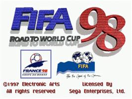 Title screen of FIFA 98: Road to World Cup on the Sega Nomad.