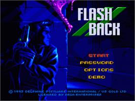 Title screen of Flashback on the Sega Nomad.
