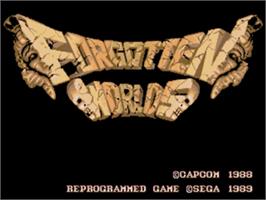 Title screen of Forgotten Worlds on the Sega Nomad.
