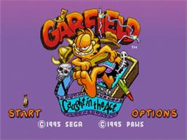 Title screen of Garfield: Caught in the Act on the Sega Nomad.