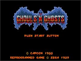 Title screen of Ghouls'n Ghosts on the Sega Nomad.