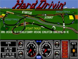 Title screen of Hard Drivin' on the Sega Nomad.