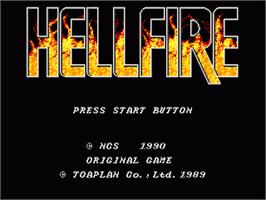 Title screen of Hellfire on the Sega Nomad.