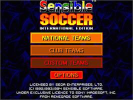 Title screen of International Sensible Soccer on the Sega Nomad.