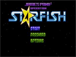 Title screen of James Pond 3: Operation Starfish on the Sega Nomad.
