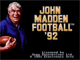 Title screen of John Madden Football '92 on the Sega Nomad.