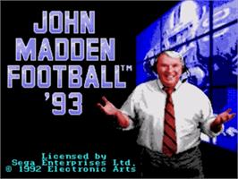 Title screen of John Madden Football '93 on the Sega Nomad.