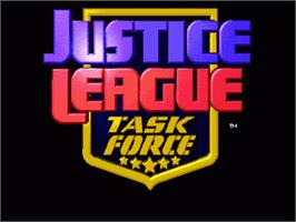 Title screen of Justice League Task Force on the Sega Nomad.