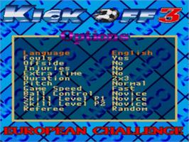 Title screen of Kick Off 3 on the Sega Nomad.