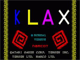 Title screen of Klax on the Sega Nomad.