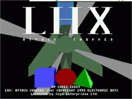 Title screen of LHX: Attack Chopper on the Sega Nomad.